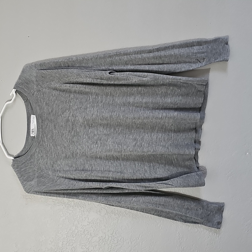Zara Women's Light Gray Crew Neck Sweater - Womens Size Small
